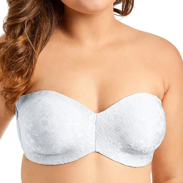 maternity support braMultiway Floral Jacquard Unlined White Strapless Bra