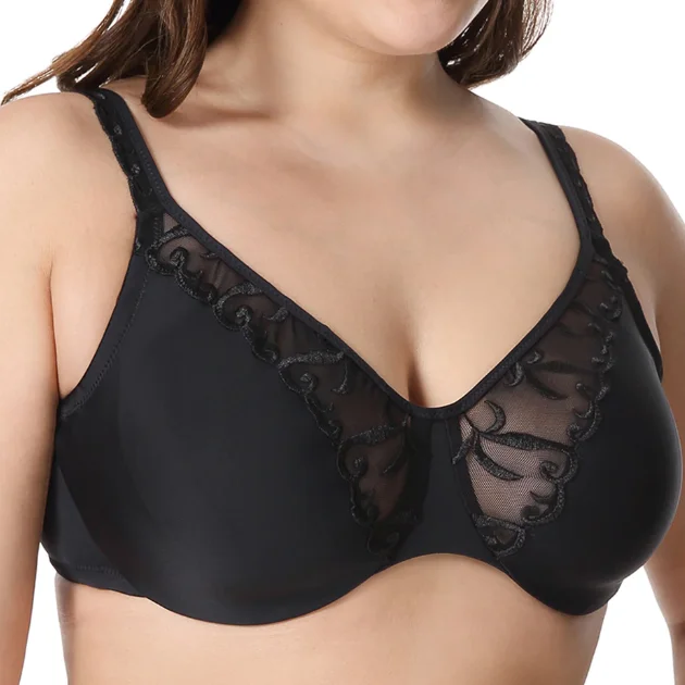 convertible bra with adjustable strapsFull Coverage Embroidered Black Minimizer Bra