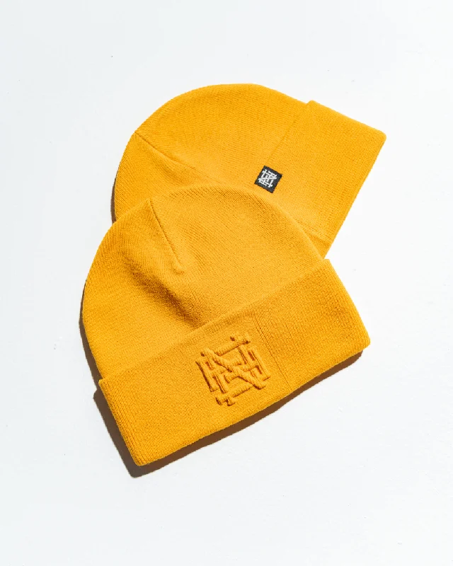 water-resistant fishing hatsEMBOSSED BEANIE - ORANGE