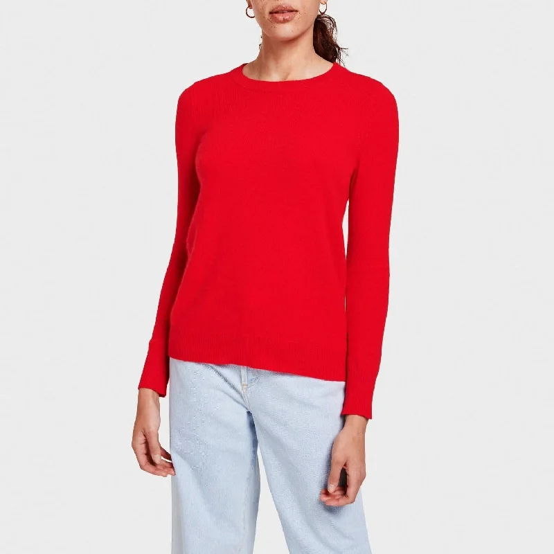 Women's Narrow Collar SweatersEssential Cashmere Crewneck (Sunset Red Heather)