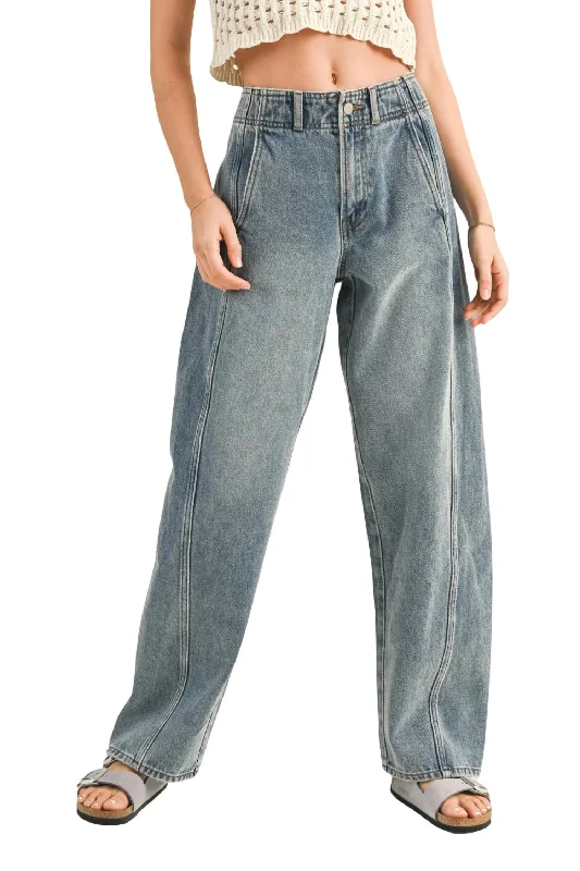  Women's High-Waisted PantsFront Seam Jeans In Denim