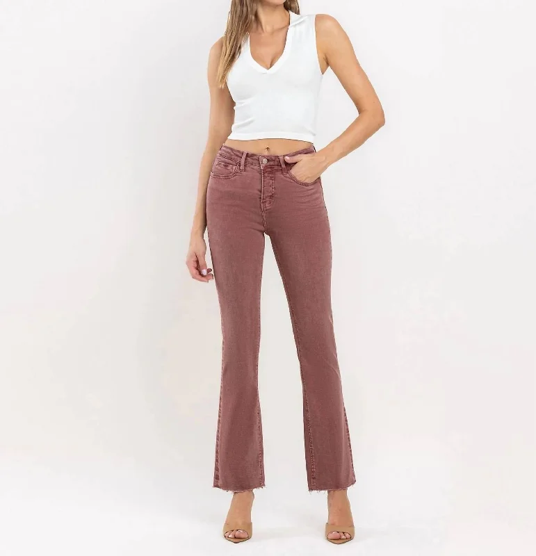 Women's Jodhpurs with Collarless DesignMid Rise Bootcut Jeans In Wine