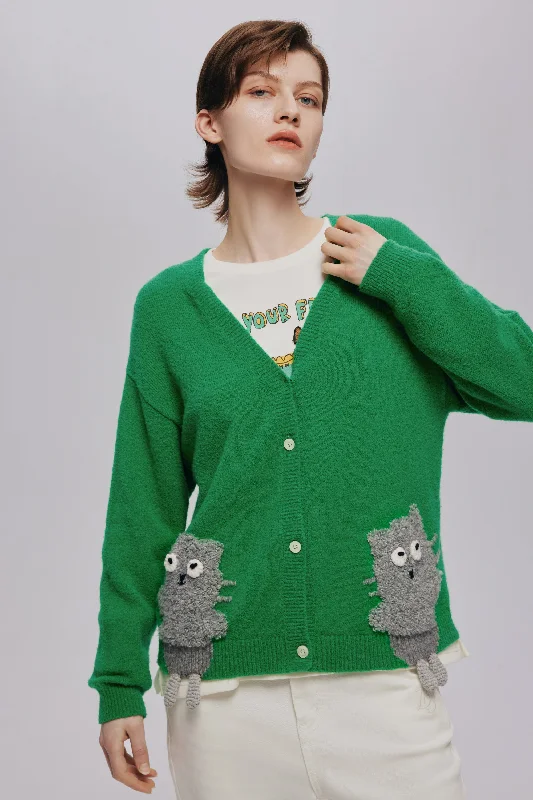 Women's Turtleneck SweatersGreenfield Cute Cat Cardigan