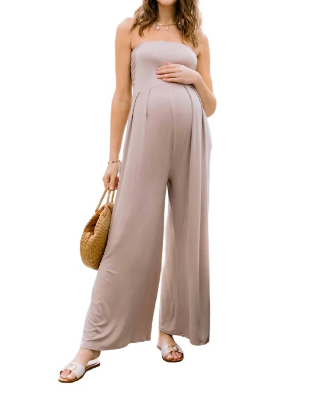 Women's LeggingsRuched Maternity Jupmsuit In Mocha