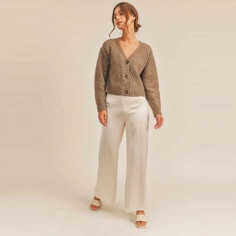 Women's Greek Wool SweatersButton Down Knit Cardigan (Taupe)