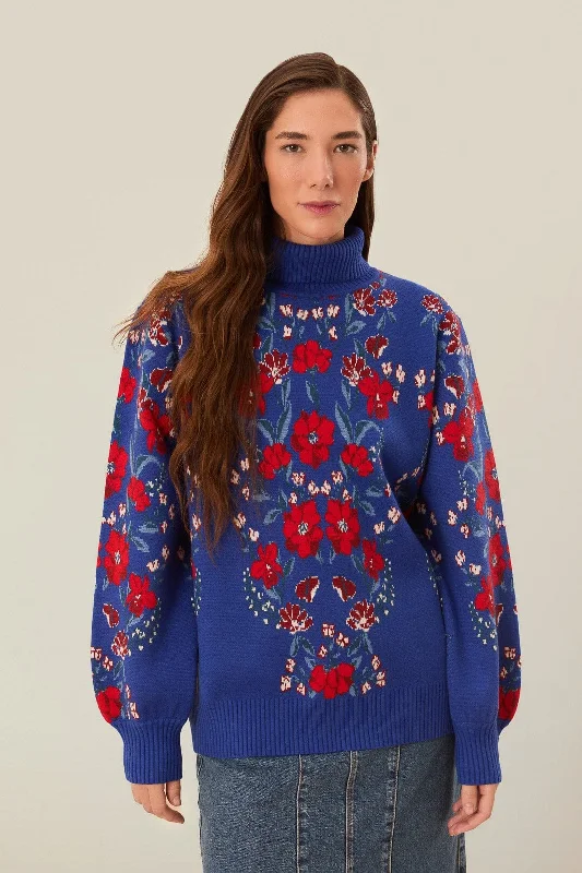 Women's Keyhole Neck SweatersButterflower Knit Sweater