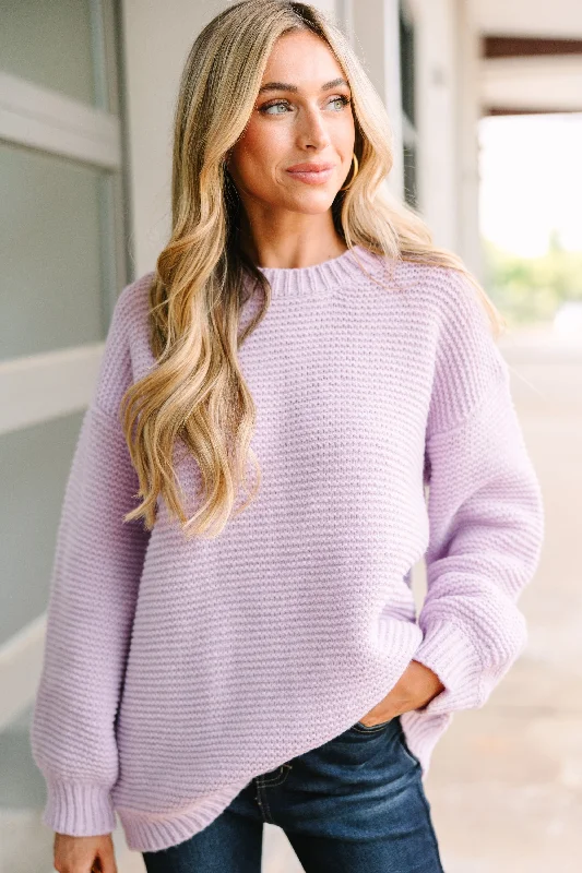 Women's Aran Knit SweatersFind Your Joy Lilac Purple RIbbed Knit Sweater