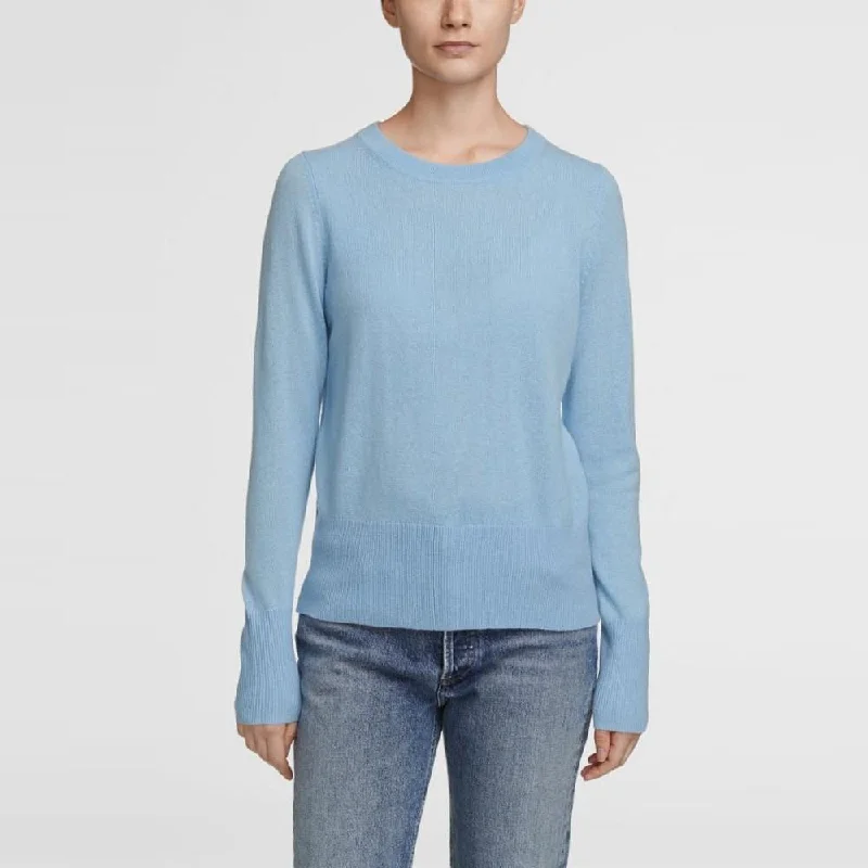 Women's Wide Collar SweatersEssential Cashmere Crewneck (Cool Aqua)