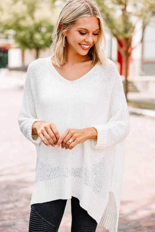 Women's Low Collar SweatersDon't Waste A Moment Off White Oversized Sweater