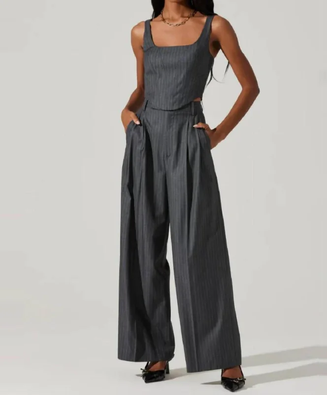 Women's Cropped PantsThe Label Milani Wide Leg Pants In Fossil Grey