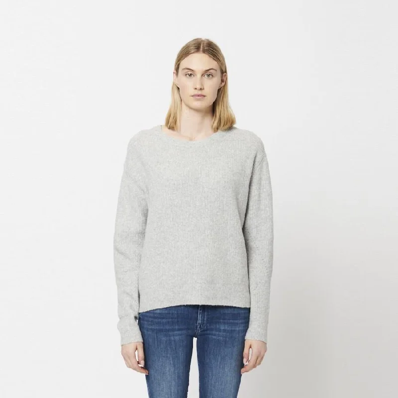 Women's V-Neck SweatersMaya Knit Sweater (Heather Grey)