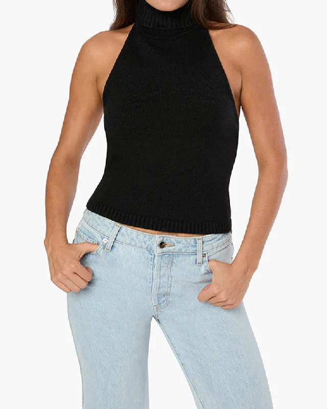 Women's Boat Collar SweatersOpen Back Halter Sweater Top