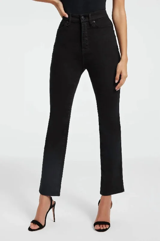 Women's Jodhpurs with Mid WaistCurve Straight Never Fades Jean In Black001