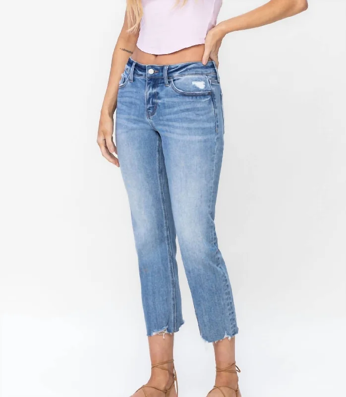 Women's Jodhpurs with Low CollarDaphne Mid Rise Cropped Jean In Lt Wash