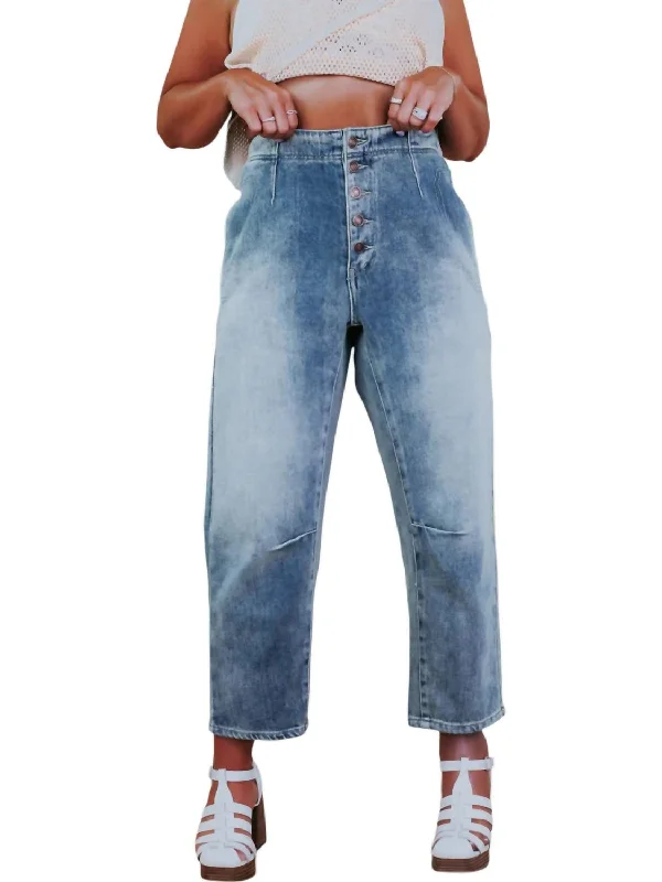 Women's Jodhpurs with Ankle LengthBarrel Denim Jeans In Blue