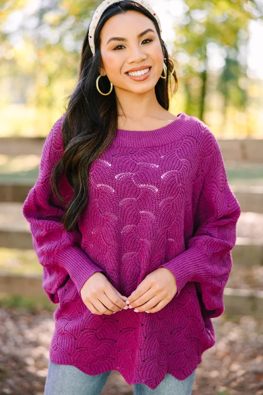 Women's Fisherman's SweatersBreaking Free Magenta Purple Batwing Sweater