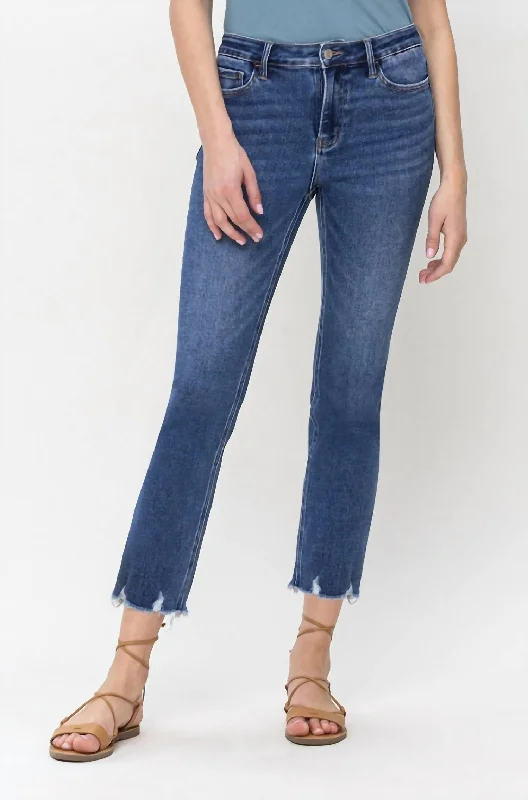 Women's Jodhpurs with Square CollarVervet Take It To The Limits Crop Straight Jean In Md Wash