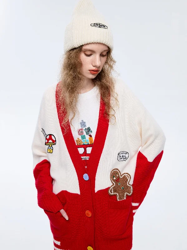 Women's Button-Up CardigansColorful Holiday Wool Cardigan