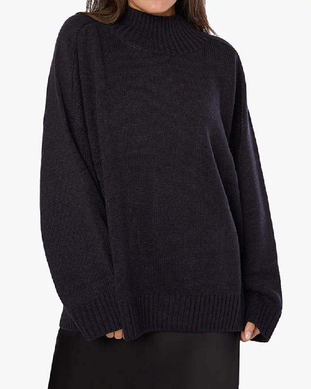 Women's U-Shaped Collar SweatersOversized Funnel Neck Sweater