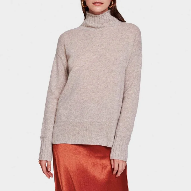 Women's Lapel Collar SweatersCashmere Funnelneck Pullover (Sand Wisp Heather)