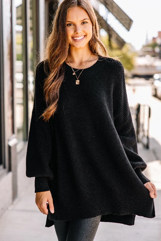 Women's Greek Wool SweatersGo On Your Way Black Sweater Tunic