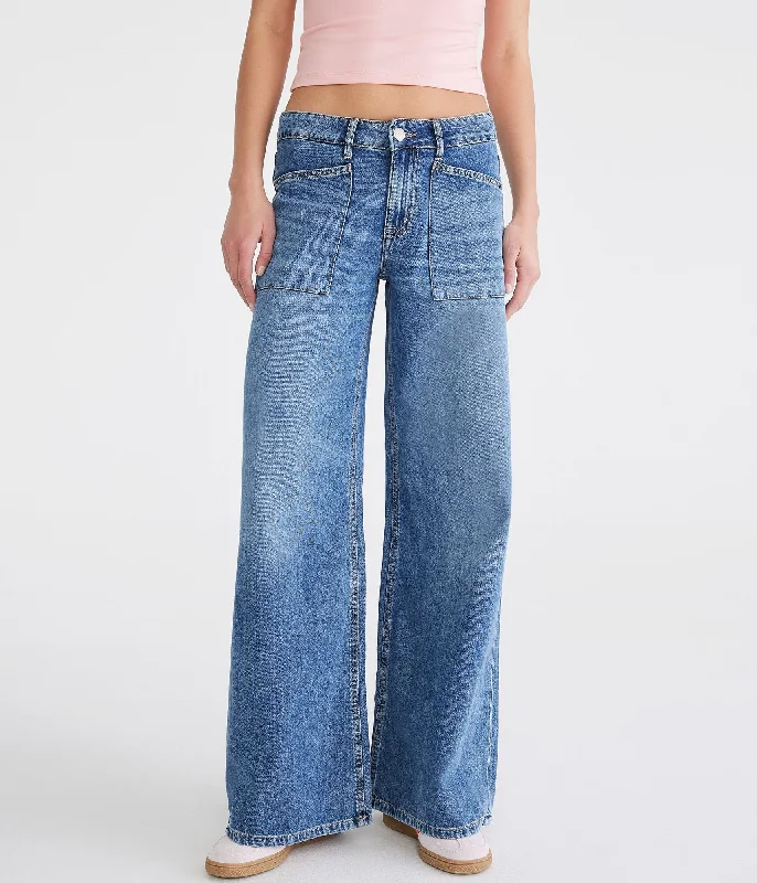 Women's Jodhpurs with Square CollarAeropostale Super Wide Leg Lightweight Luxe Jean