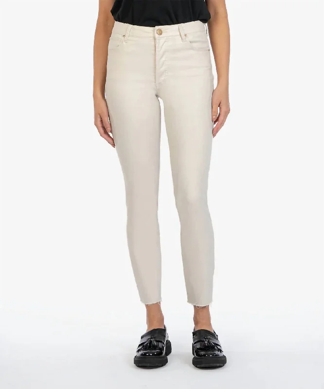 Women's Jodhpurs with Mandarin CollarCharlize Coated Cigarette Leg Jeans In Champagne