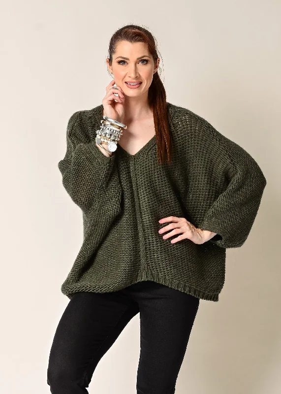 Women's Montenegrin Wool SweatersDaly Knit Top in Khaki