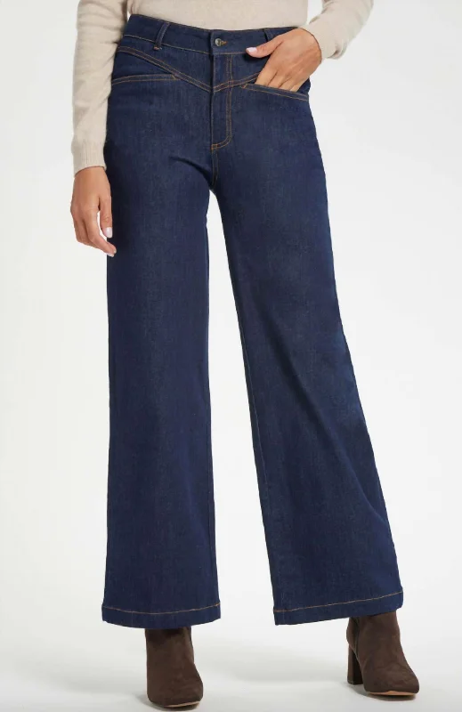 Women's Jodhpurs with Asymmetrical HemGreyson Wide Leg Denim Pant In Blue