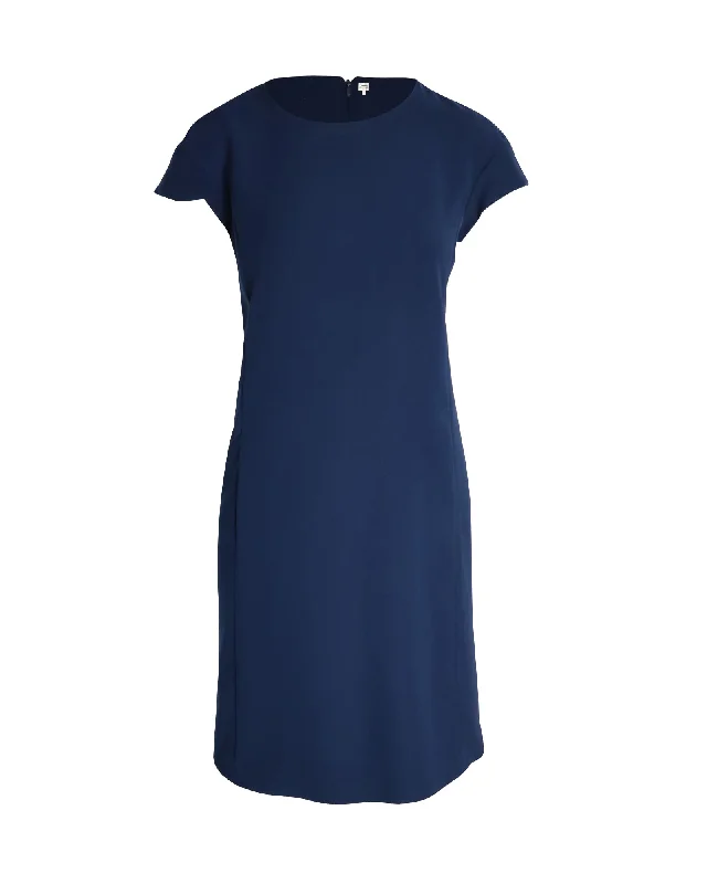 Women's Lapel Collar DressesArmani Collezioni Shift Dress in Navy Blue Polyester