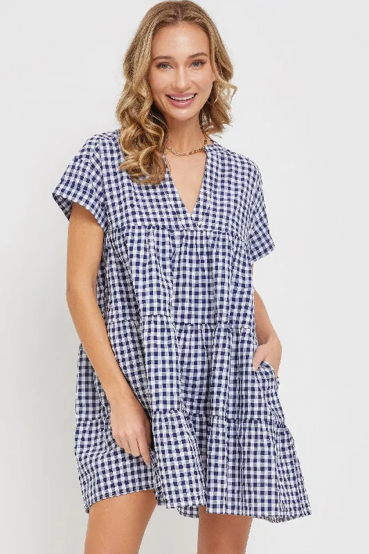 Women's Keyhole Collar DressesBodydoll Gingham Dress