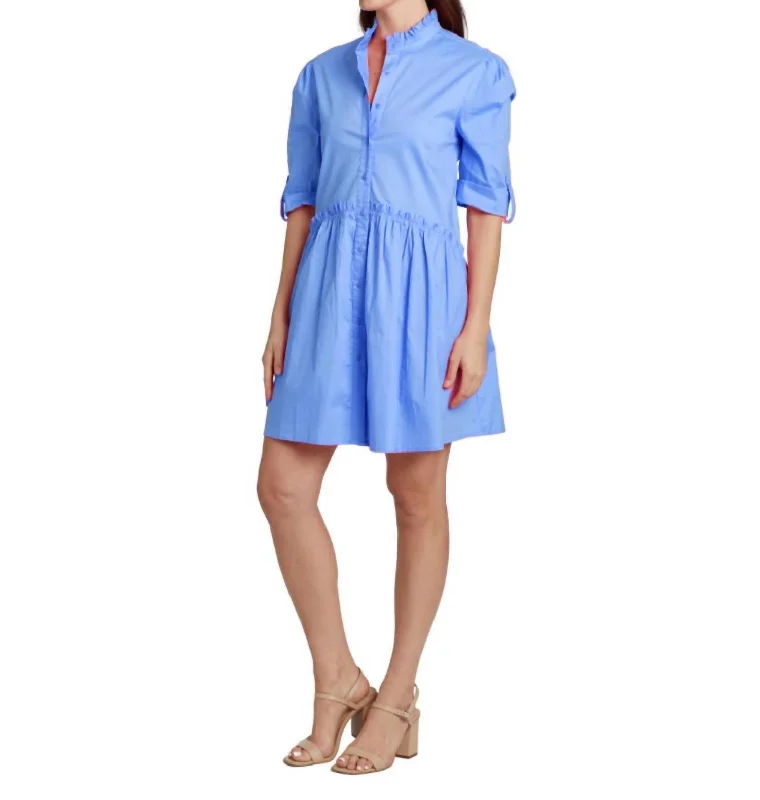 Women's Notched Collar DressesCammie Dress In French Blue