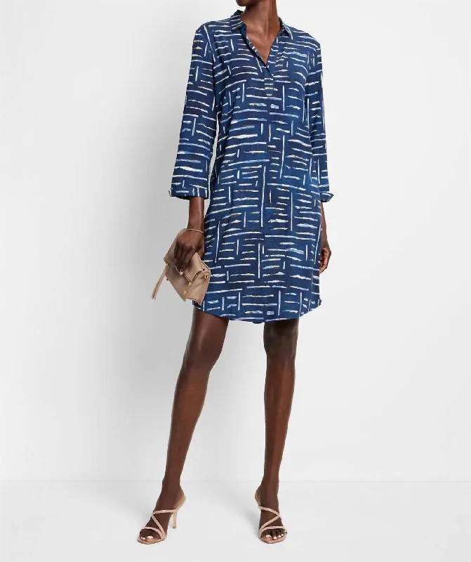 Women's Long-Sleeve DressesDash Dress In Indigo Multi