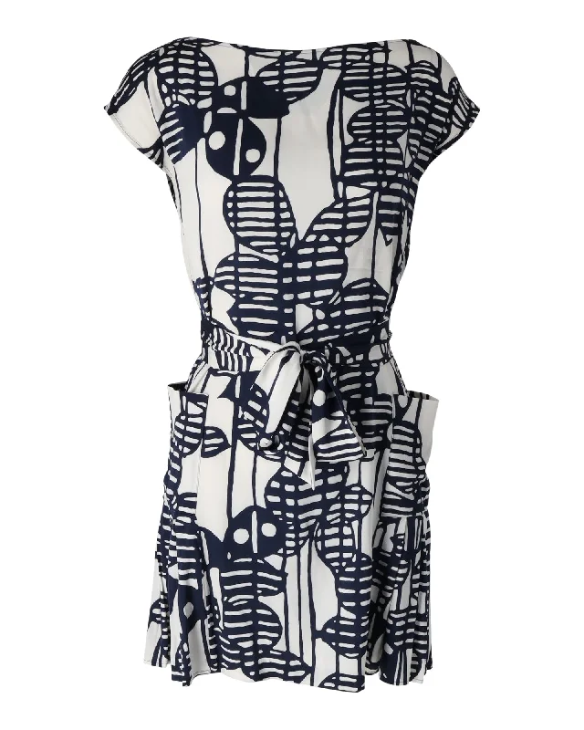 Women's High Collar DressesDiane Von Furstenberg Printed Belted Dress in Multicolor Silk