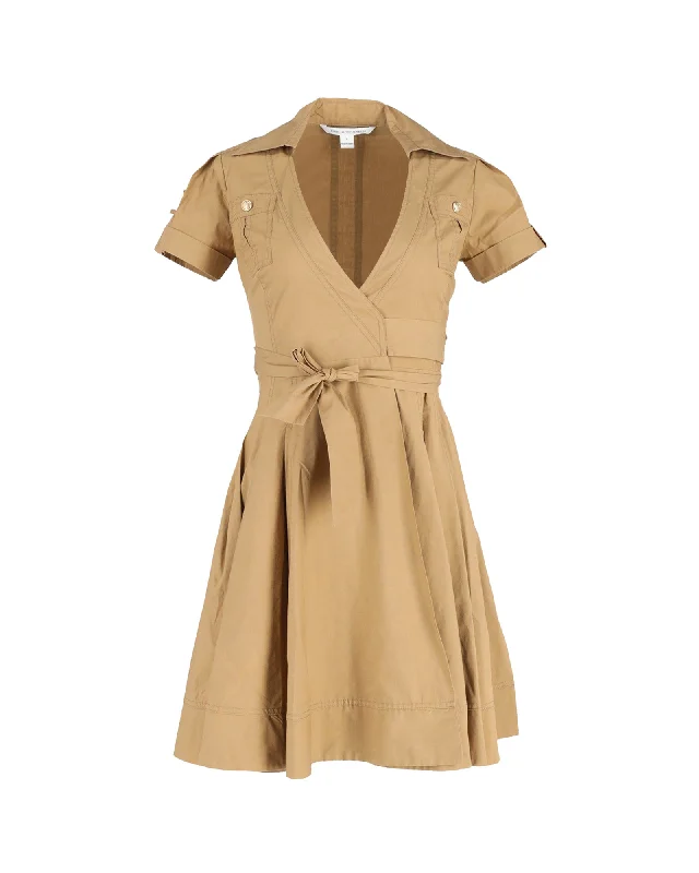 Women's Keyhole Collar DressesDiane Von Furstenberg Wrap Dress in Brown Polyester