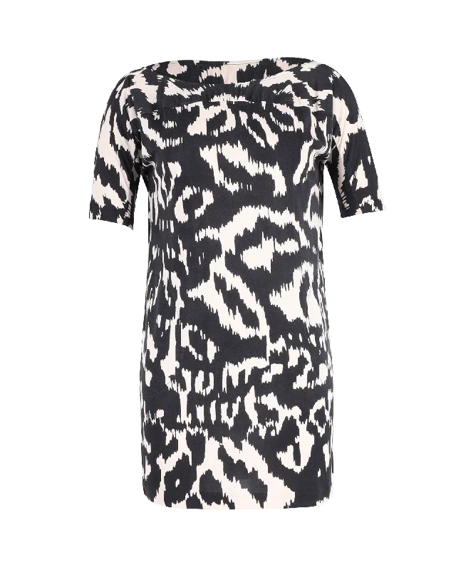 Women's Fit and Flare DressesDiane Von Furstenberg Zebra Print Dress in Black and White Silk