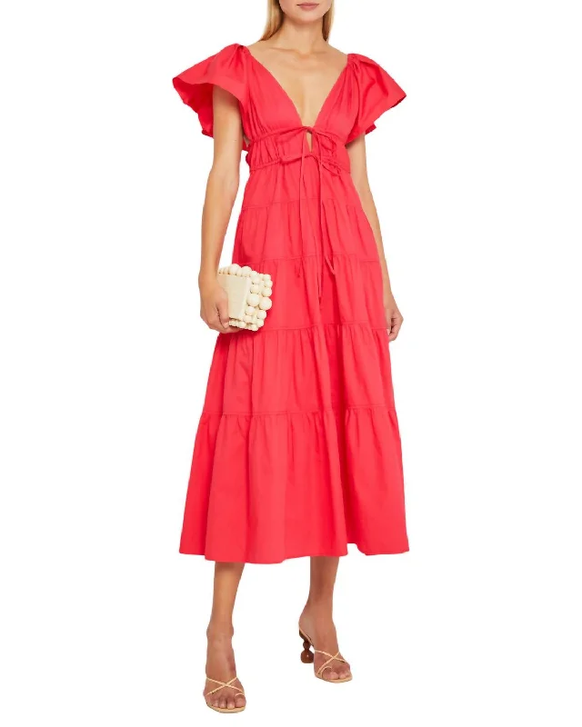 Women's Cold-Shoulder DressesFallen Dress In Raspberry