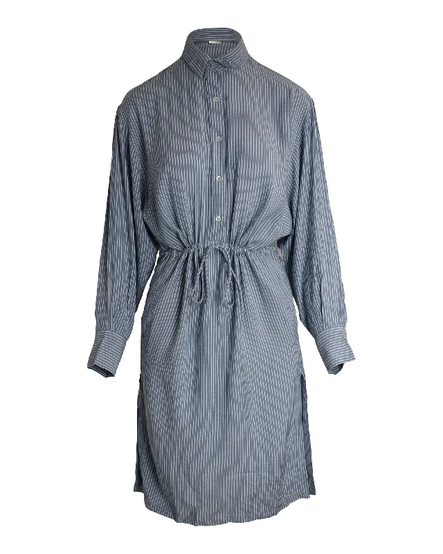 Women's High Collar DressesIRO Striped Shirt Dress in Blue Modal