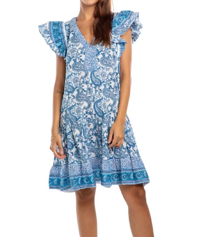 Women's Mini DressesKaila Dress In Blue Paisley