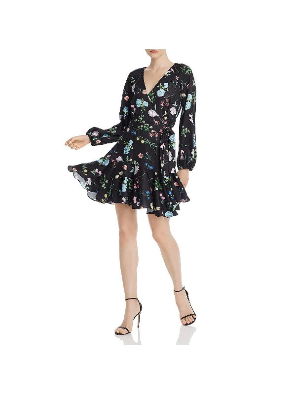 Women's V-Back DressesOttie Womens Floral Long Sleeve Wrap Dress