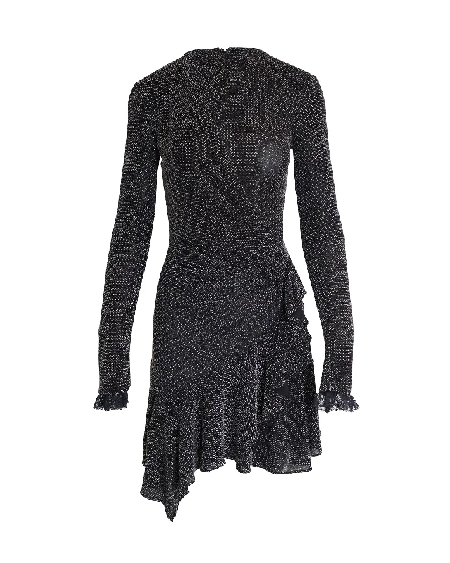 Women's Short-Sleeve DressesPhilosphy Di Lorenzo Serafini Sparkle Ruffle Dress in Black Nylon