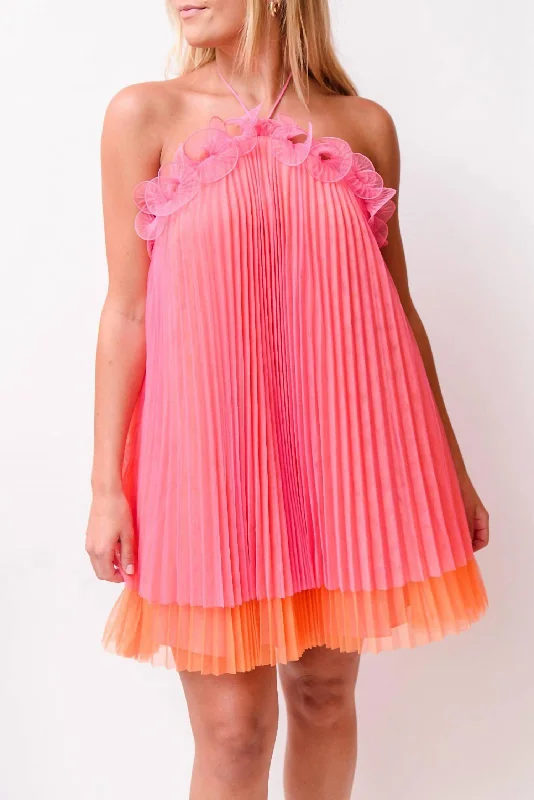 Women's One-Shoulder DressesTate Tulle Dress In Pink/orange Punch