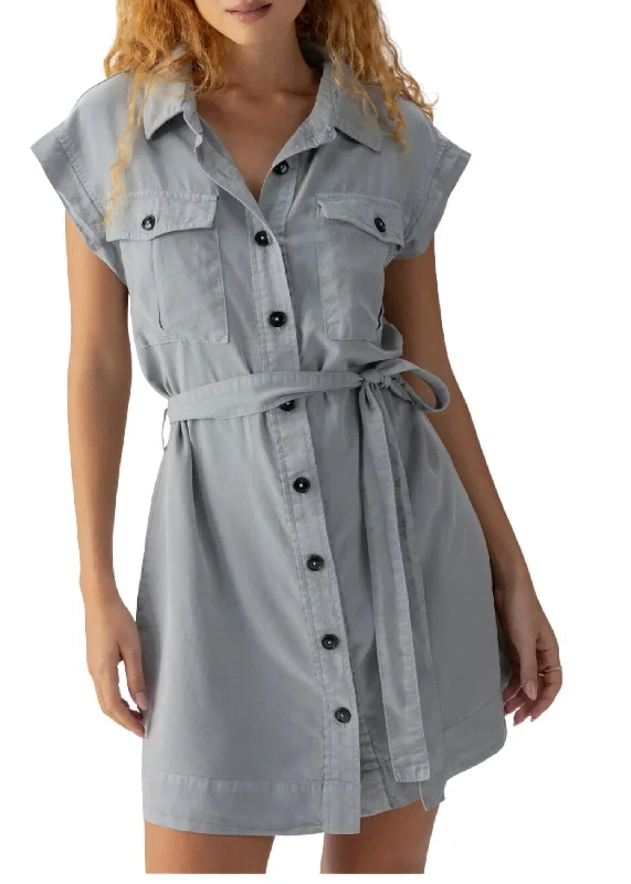 Women's Collarless DressesTheo Surplus Dress In Eucalyptus