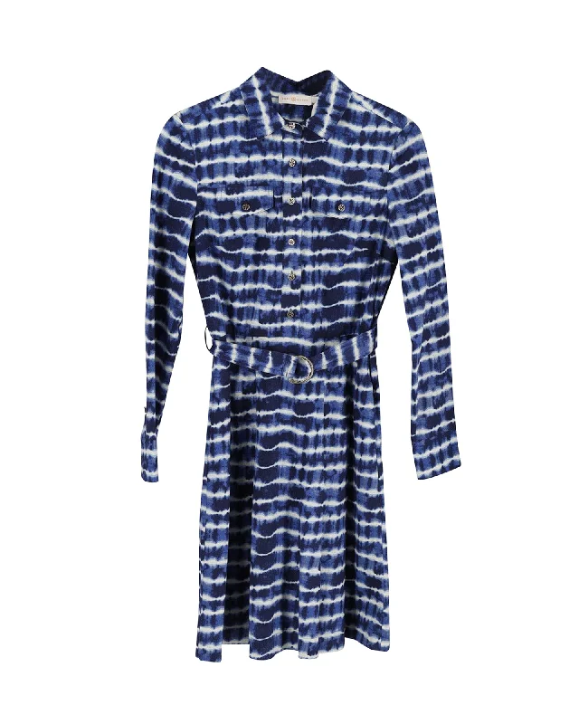 Women's U-Shaped-Neck DressesTory Burch Tie Dye Shirt Dress in Blue Cotton