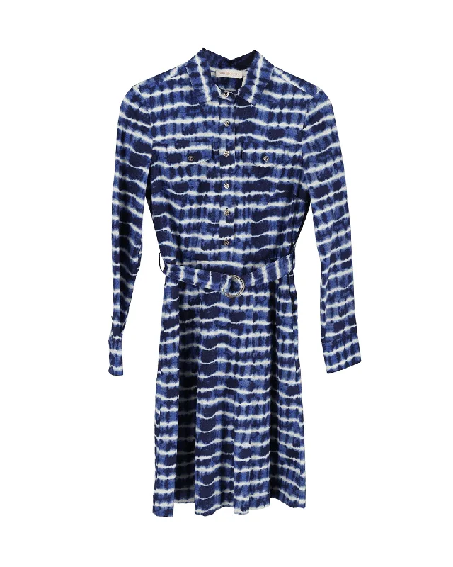 Women's Shirt Collar DressesTory Burch Tie Dye Shirt Dress in Blue Cotton