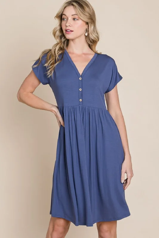 Women's Cap-Sleeve DressesV-Neck Short Sleeve Dress