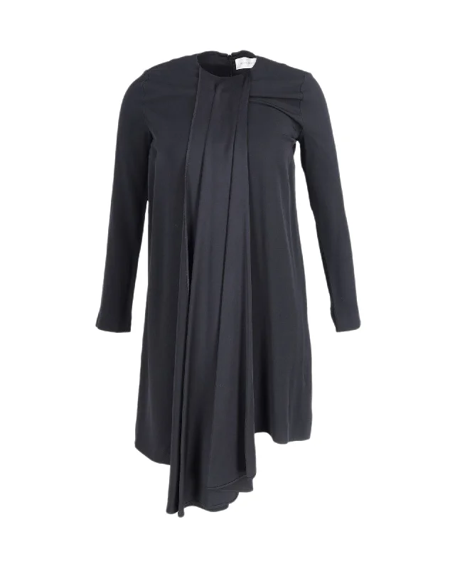 Women's Square-Back DressesVictoria Beckham Long Sleeve Front Drape Dress in Black Viscose