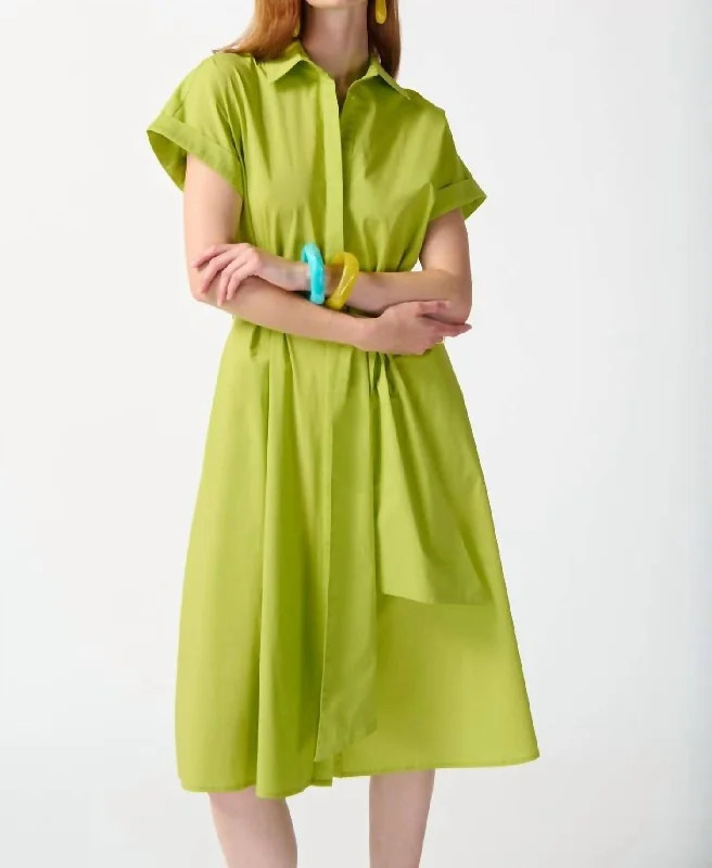 Women's Sweetheart Collar DressesWoven Fit And Flare Shirt Dress In Key Lime