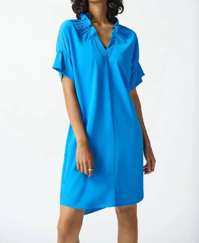 Women's Boat-Neck DressesWoven Straight Dress In French Blue