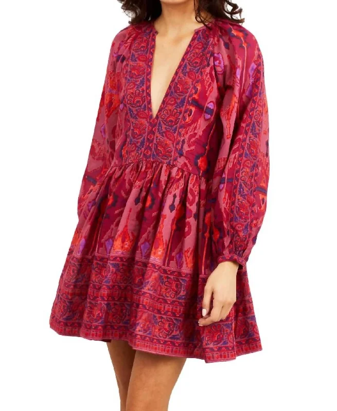 Women's Mandarin-Neck DressesZelda Dress In Samba Ikat Print